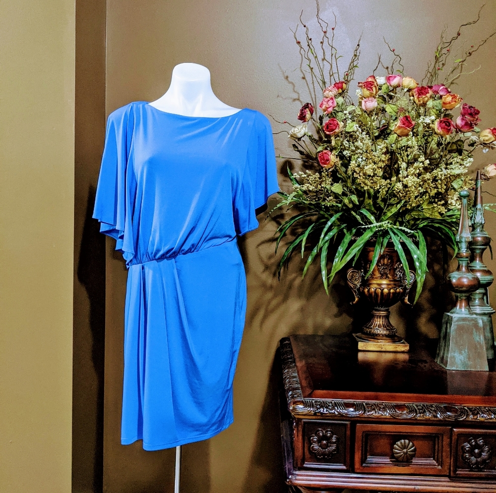Vince Camuto Blue Symmetrical Blouson Dress Size Small